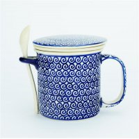 Teetasse mit Sieb, Lffel und Deckel